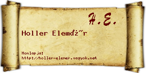 Holler Elemér névjegykártya