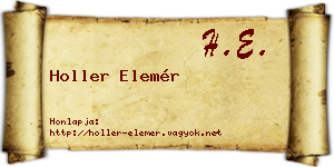 Holler Elemér névjegykártya